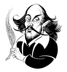 William Shakespeare - zwart-witkarikatuur