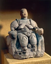 Terracotta moedergodinbeeld, uit Catal Huyuk of Catalhoyuk, 6e millennium v.Chr.