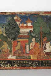 Detail van een boeddhistisch manuscriptomslag (detail)