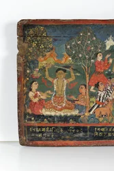 Detail van een boeddhistisch manuscriptomslag (detail)