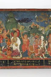 Detail van een boeddhistisch manuscriptomslag (detail)