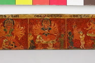 Detail van een Devimahatmya-manuscriptomslag