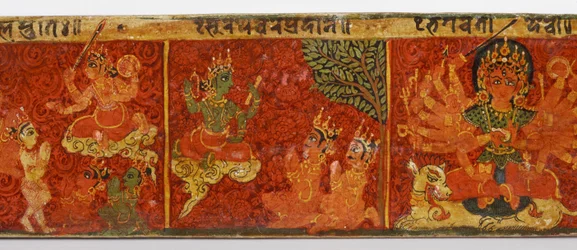 Detail van een Devimahatmya-manuscriptomslag