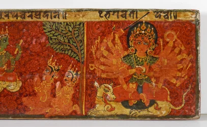 Detail van een Devimahatmya-manuscriptomslag