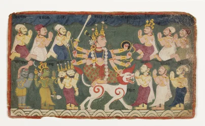 Mahalakshmi rijdt op haar leeuw, uit de Devimahatmya, ca. 1750