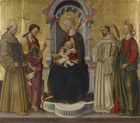 Maagd en Kind op de Troon met vier heiligen, ca. 1450