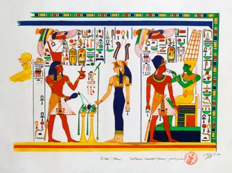 Muurschildering uit El-Kab, Egypte, 1841