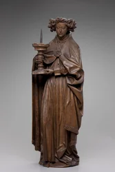 Engel met kandelaar, c.1480-1500 (eik)