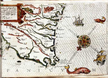 Kaap Finisterre na de portulan van Luca J. Waghenaer tresoor de zeevaert, Leiden 1592