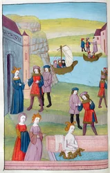 Scylla wijst Glaucus af, Circes liefdesdrank vervormt Scylla, uit Metamorphoses 14 door Ovidius, 1479