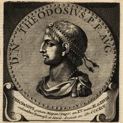Portret van Romeinse keizer Theodosius I