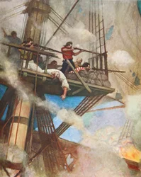Het gevecht in de Vuurbergen tegen een Engels schip