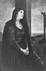 Maria Magdalena zittend onder het Kruis, eind 19e of begin 20e eeuw