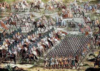 De slag bij Higueruela op 1/07/1431 tussen het leger van Johan II van Castilië (1405-1454) en dat van Mohammed IX