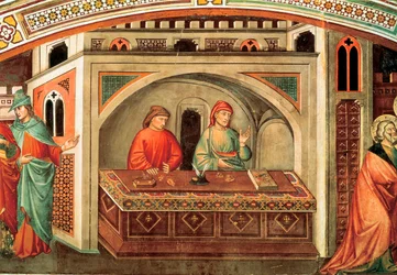 Verhaal van Sint Matteüs, (detail) fresco door Niccolo di Pietro Gerini, ca. 1400