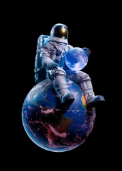 Astronaut met een blauwe maan