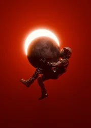Astronaut Rode Kosmische Eclips