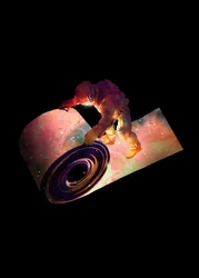 Astronaut rolt door het heelal