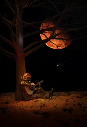 De rode maanserenade van de astronaut