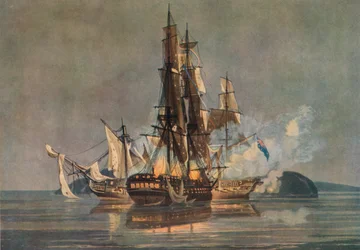 De laatste Frans-Britse fregatactie, ca. 1815