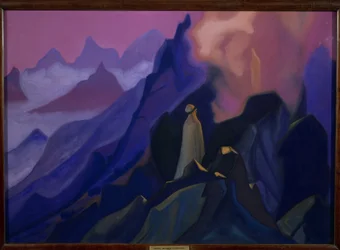 De profeet. Mohammed of Muhammad (570-632) op de berg Hira. Islam, episode van de openbaring in 610, in een grot in de woestijn van Saoedi-Arabië. Werk van Nicolas Roerich (1874-1947)