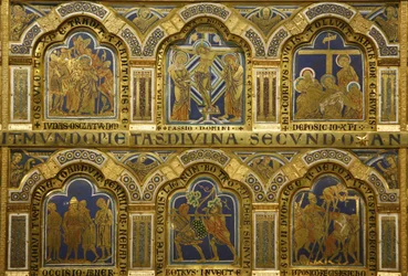 Het Verdun Altaar door Nicholas van Verdun (ca.1130/50-1205) voltooid in 1181, Klosterneuburg, Oostenrijk, geëmailleerde panelen