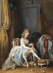Vrouw bij haar toilet