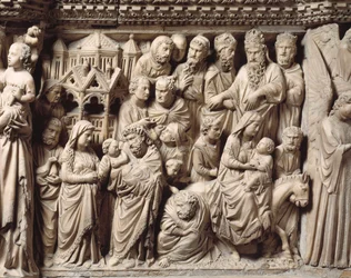 Presentatie van de tempel en vlucht naar Egypte (detail)