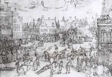 De dood van de buskruit samenzweerders, 31 januari 1606 (gravure)