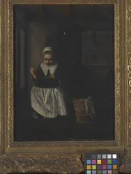 Een meisje dat naait