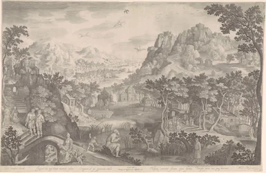 Hosea en de overspelige vrouw in een landschap