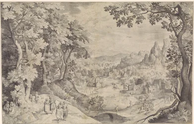 Landschap met hertenjacht