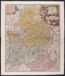 Kaart van Beieren, Nicolaes Visscher, cartograaf, rond 1730