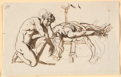Achilles rouwt om de dood van Patroklos