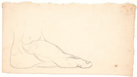 Schets van voet van opzij gezien. Hiel links.