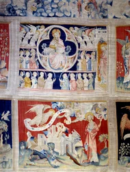 Gordijn van de Openbaring: God en het Lam, symbool van Christus