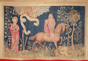 Hongersnood op het zwarte paard, uit de Apocalyps Tapestry van Angers, 1373-87