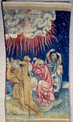 Het gordijn van de Openbaring (1373-1383): het vuur van de hemel (duisternis). Wandtapijt door Nicolas Bataille (1330-1405)