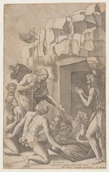 Christus in het voorgeborchte, naar Raphael, 1541