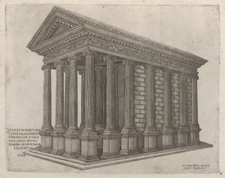 Speculum Romanae Magnificentiae: De Tempel van Fortuna in Rome, 16e eeuw