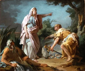 Aethra toont haar zoon Theseus de plaats waar zijn vader zijn wapens had verborgen, 1768