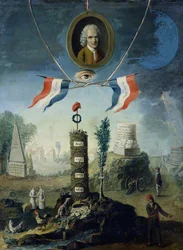 Een allegorie van de Revolutie met een portretmedaillon van Jean-Jacques Rousseau (1712-78), 1794
