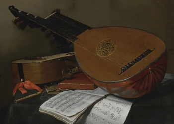 Stilleven met een luit en een gitaar