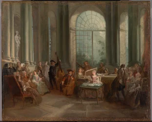 Concert in de ovale zaal van het kasteel van Pierre Crozat in Montmorency
