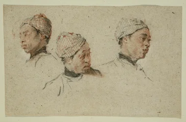 Drie Studies van het Hoofd van een Geturband Zwarte Man