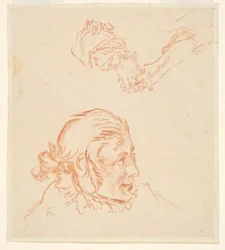 Twee studies: Portret van een acteur en Studie van handen