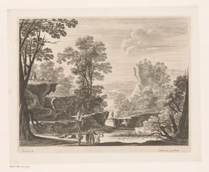 Vissers op rotsen bij rivier