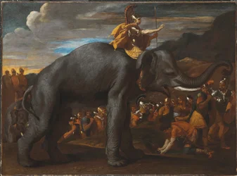 Hannibal steekt de Alpen over op een olifant