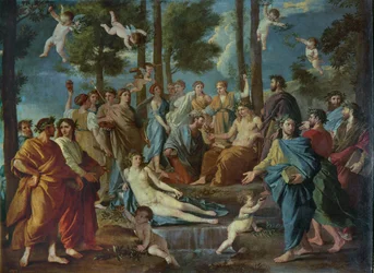 Parnassus, Apollo omringd door de muzen (schilderij op doek)