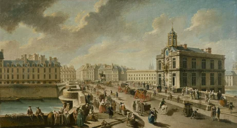 Pont-Neuf en de Samaritainepomp, gezien vanaf de Quai de la Mégisserie